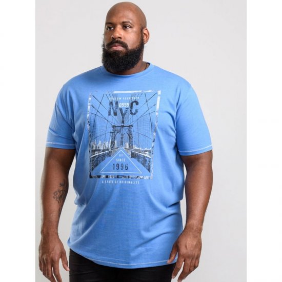 D555 Monty T-shirt Blue - Тениски - мъжки тениски големи размери