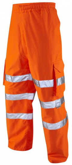 Leo Instow Breathable Executive Cargo Rain pants Hi-Vis Orange - Работно облекло - мъжки работно облекло големи размери