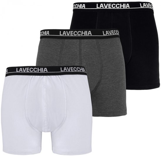 Lavecchia 1020 Boxershorts 3-pack Black/Charcoal/White - Бельо & Бански шорти - Мъжко бельо големи размери