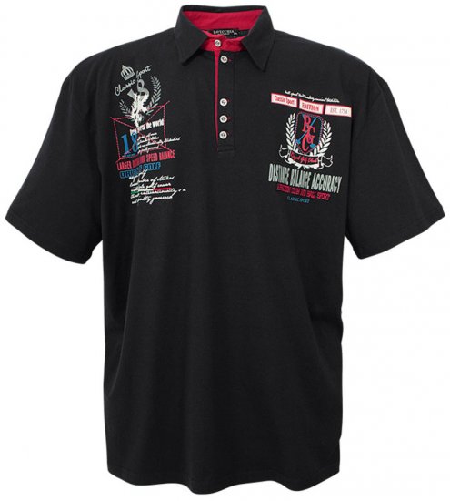 Lavecchia 2038 Printed Jersey Poloshirt Black - Поло тениски - мъжки тениски с яка големи размери