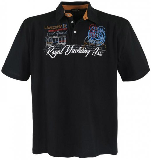 Lavecchia 4688 Printed Jersey Poloshirt Black - Поло тениски - мъжки тениски с яка големи размери