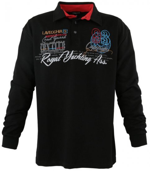 Lavecchia 2024 Printed Sweatshirt with collar Black - Суичъри & cуичъри с качулка - мъжки суичъри големи размери