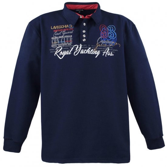 Lavecchia 2024 Printed Sweatshirt with collar Navy - Суичъри & cуичъри с качулка - мъжки суичъри големи размери