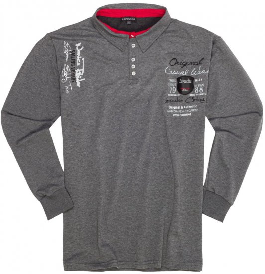 Lavecchia 2025 Printed Sweatshirt with collar Charcoal - Суичъри & cуичъри с качулка - мъжки суичъри големи размери