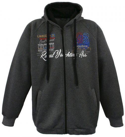 Lavecchia 612 Printed Zipper Hoodie Charcoal - Суичъри & cуичъри с качулка - мъжки суичъри големи размери