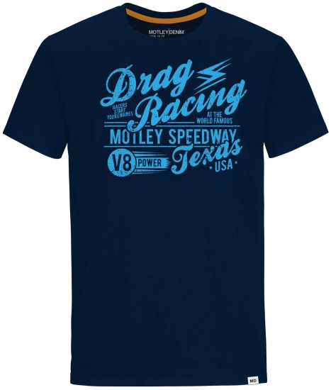 Motley Denim Lincoln T-shirt Navy - Тениски - мъжки тениски големи размери
