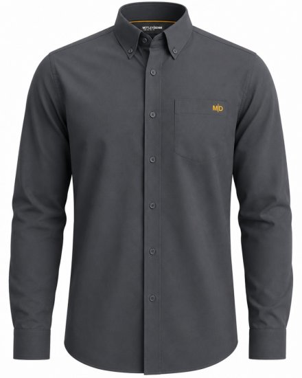 Motley Denim Lisbon Long Sleeve Shirt Charcoal - Ризи - мъжки ризи големи размери