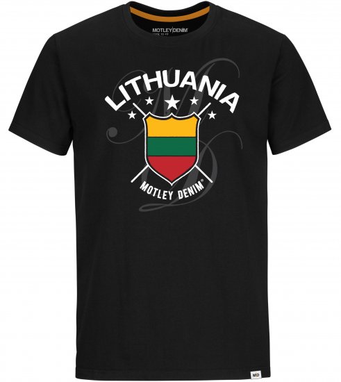 Motley Denim Lithuania T-shirt Black - Тениски - мъжки тениски големи размери