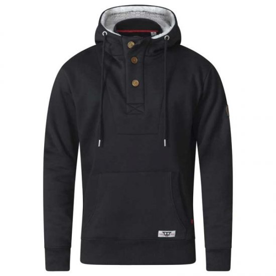 D555 Lorenzo Half zip Hoodie Black - Суичъри & cуичъри с качулка - мъжки суичъри големи размери