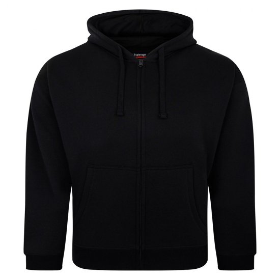 Espionage LW162 Hooded Zip Through Sweat Shirt Черно - Суичъри & cуичъри с качулка - мъжки суичъри големи размери