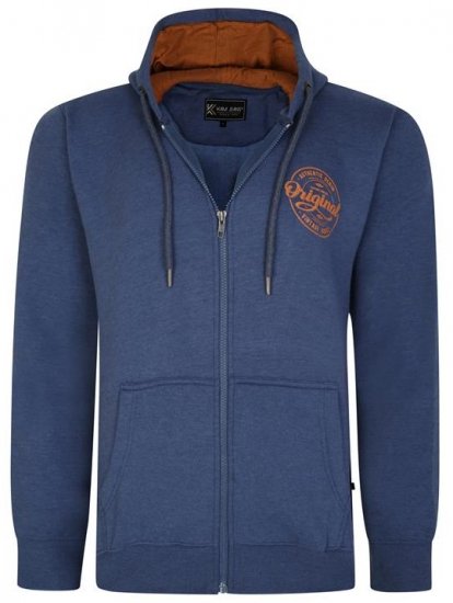 Kam Jeans 7060 Zip Thru Originals Denim Hoodie Royal Blue - Суичъри & cуичъри с качулка - мъжки суичъри големи размери