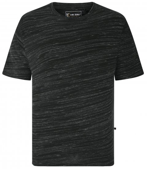 Kam Jeans 5738 Injected Marl Crew Neck T-Shirt Black - Тениски - мъжки тениски големи размери