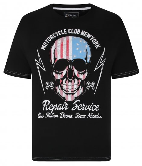 Kam Jeans 5733 USA Skull Print T-Shirt Black - Тениски - мъжки тениски големи размери