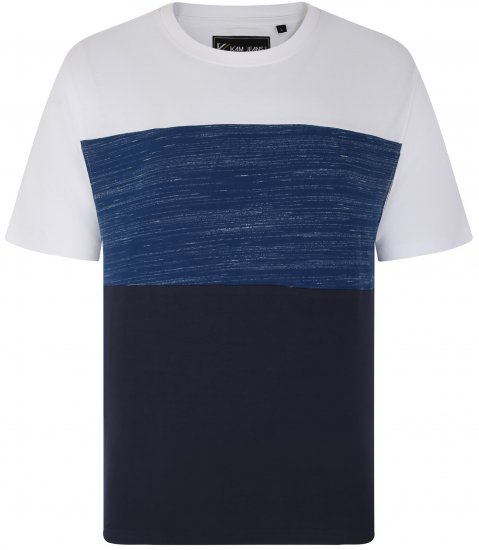 Kam Jeans 5739 Contrast Panel Cut & Saw T-Shirt Navy - Тениски - мъжки тениски големи размери