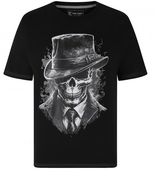 Kam Jeans 5734 Gentleman Skull Printed Black - Тениски - мъжки тениски големи размери