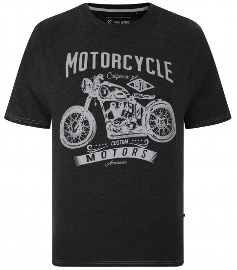 Kam Jeans 5730 Motor Cycle Print T-Shirt Charcoal - Тениски - мъжки тениски големи размери