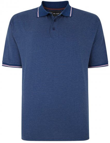 Kam Jeans 5486 Dobby Print Jersey Polo Moonlight - Поло тениски - мъжки тениски с яка големи размери