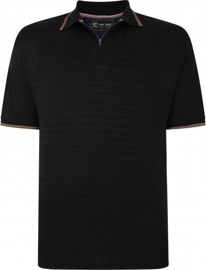 Kam Jeans 5491 Jersey Weave 1/4 Zip Polo Black - Поло тениски - мъжки тениски с яка големи размери