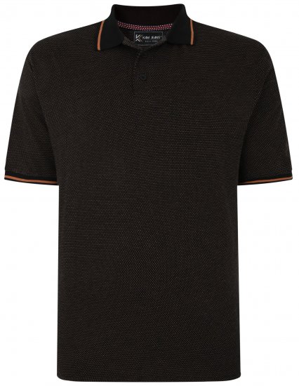 Kam Jeans 5486 Dobby Print Jersey Polo Black - Поло тениски - мъжки тениски с яка големи размери
