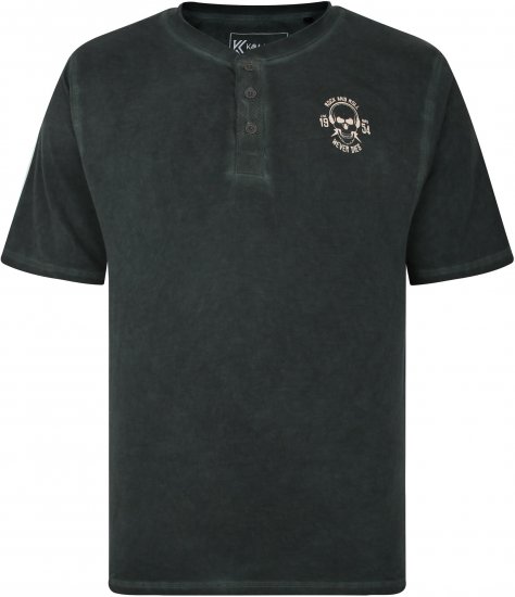 Kam Jeans 5741 Acid Wash Skull Print Tee Charcoal - Тениски - мъжки тениски големи размери