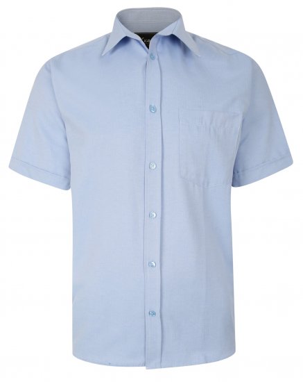 Kam Jeans 6283 Casual SS Herringbone Shirt Blue - Ризи - мъжки ризи големи размери