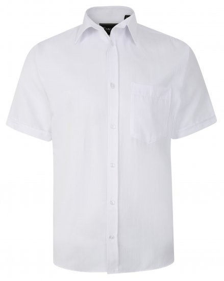 Kam Jeans 6283 Casual SS Herringbone Shirt White - Ризи - мъжки ризи големи размери