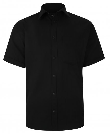 Kam Jeans 6283 Casual SS Herringbone Shirt Black - Ризи - мъжки ризи големи размери
