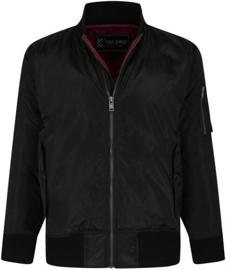 Kam Jeans KV126 Traditional Style Bomber Jacket Black - Якета - мъжки якета големи размери