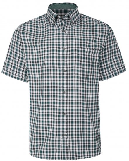 Kam Jeans 6285 Casual SS Check Shirt Evergreen - Ризи - мъжки ризи големи размери
