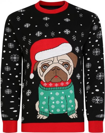 Kam Jeans X024 Bulldog Santa Xmas Sweatshirt Black - Суичъри & cуичъри с качулка - мъжки суичъри големи размери