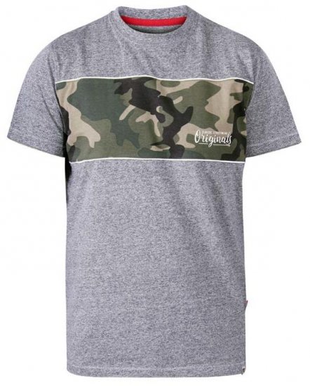 D555 Major Camo Print Crew Neck T-Shirt Grey - Тениски - мъжки тениски големи размери