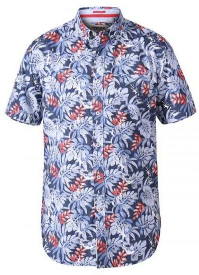 D555 Malibu Hawaiian Short Sleeve Shirt Blue - Ризи - мъжки ризи големи размери