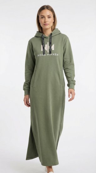 Nora Mikken MARI Maxi Hoodie Dress Green - Суичъри & cуичъри с качулка - 