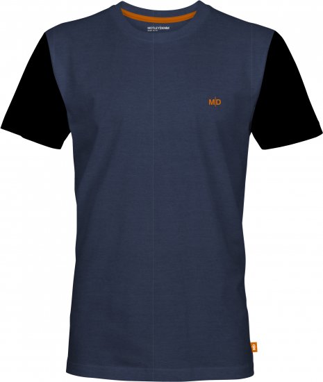 Motley Denim Granada Black Short Sleeved T-Shirt Dark Indigo - Тениски - мъжки тениски големи размери