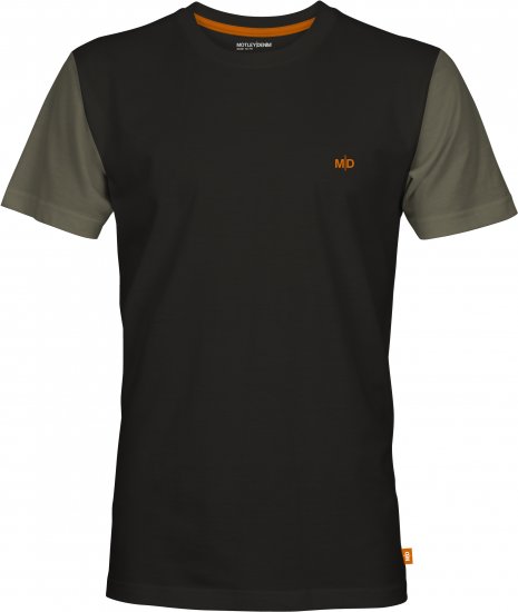 Motley Denim Vigo Colored Short Sleeve T-Shirt Black/Dark Khaki - Тениски - мъжки тениски големи размери