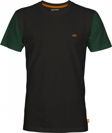 Motley Denim Vigo Colored Short Sleeve T-Shirt Black/Racing Green - Тениски - мъжки тениски големи размери