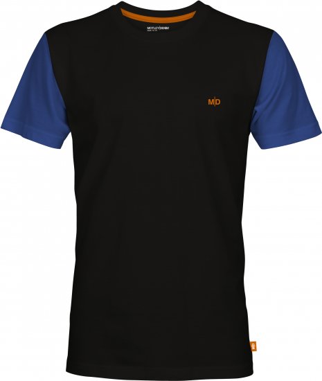 Motley Denim Vigo Colored Short Sleeve T-Shirt Black/Royal Blue - Тениски - мъжки тениски големи размери
