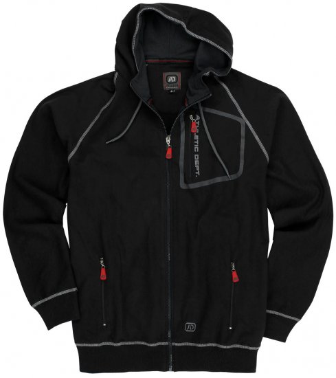 Adamo Michael Hoodie with Zipper Black - Суичъри & cуичъри с качулка - мъжки суичъри големи размери