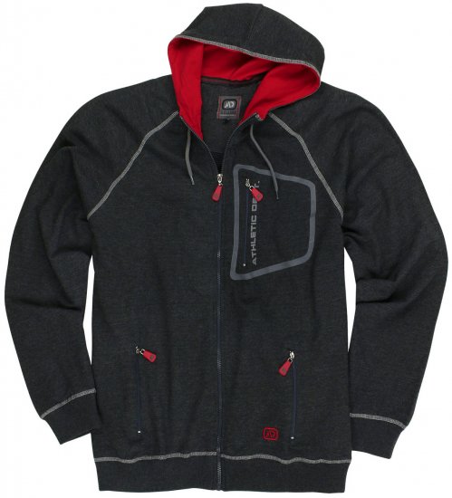 Adamo Michael Hoodie with Zipper Charcoal - Суичъри & cуичъри с качулка - мъжки суичъри големи размери