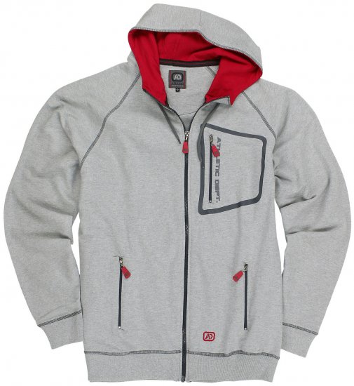 Adamo Michael Hoodie with Zipper Grey - Суичъри & cуичъри с качулка - мъжки суичъри големи размери