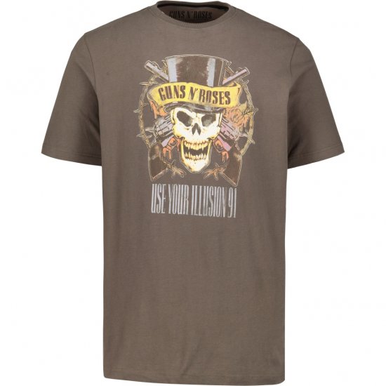 JP1880 T-Shirt Skull Print Guns N Roses Khaki - Тениски - мъжки тениски големи размери