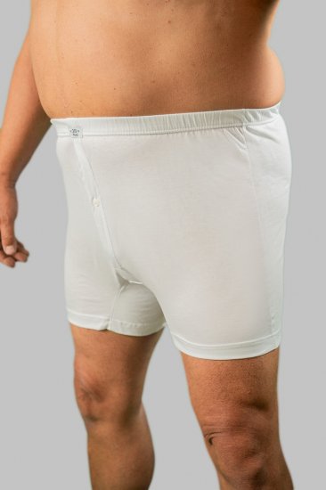20 Nodi Combed Cotton Jersey Boxer with Front Button Fly White - Бельо & Бански шорти - Мъжко бельо големи размери