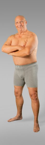 20 Nodi Stretch Cotton Boxer with Embroidered Long Leg Grey - Бельо & Бански шорти - Мъжко бельо големи размери