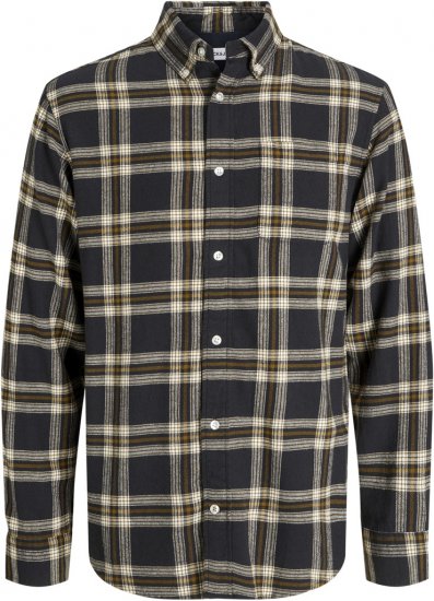 Jack & Jones Classic Flannel Long Sleeve Shirt Black - Ризи - мъжки ризи големи размери