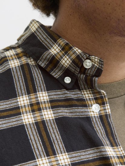 Jack & Jones Classic Flannel Long Sleeve Shirt Black - Ризи - мъжки ризи големи размери