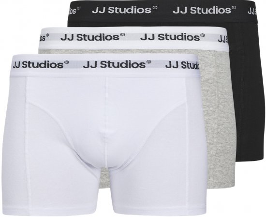 Jack & Jones Soho Solid Trunks 3-pack White/Grey/Black - Бельо & Бански шорти - Мъжко бельо големи размери
