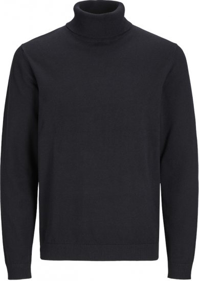 Jack & Jones Basic Knitted Sweater with Rolled Neck Black - Суичъри & cуичъри с качулка - мъжки суичъри големи размери