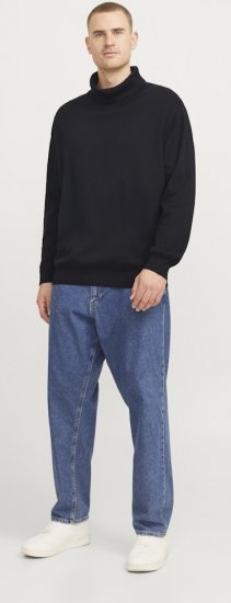 Jack & Jones Basic Knitted Sweater with Rolled Neck Black - Суичъри & cуичъри с качулка - мъжки суичъри големи размери