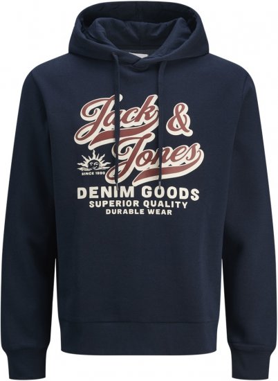 Jack & Jones 2 COL LOGO Hoodie Blue - Суичъри & cуичъри с качулка - мъжки суичъри големи размери