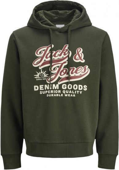 Jack & Jones 2 COL LOGO Hoodie Green - Суичъри & cуичъри с качулка - мъжки суичъри големи размери
